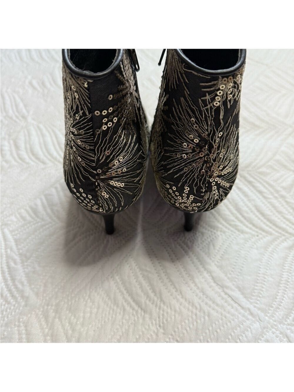 Allegra K Women’s Black & Gold Sequin Ankle Boots. Size 11 - Picture 6 of 9